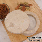 Marble Salt Cellar with Lid - 4" Natural Stone Box for Salt, Sugar & Spices | Magnetic Swivel Top