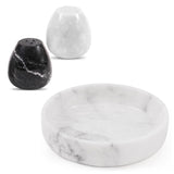 Earthen Crafts Marble Serving Bowl 8" White & Salt and Pepper Shakers 2.3" Black & White, Natural Stone Fruit Bowl for Counter Décor with Set of 2 Spice Containers, Seasoning Shaker Jars for Kitchen.