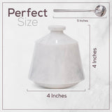 Marble Salt Cellar with Lid and Spoon - 4'' Handmade Salt, Sugar & Spice Container for Dining Table | Earthen Crafts
