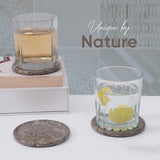 Marble Coasters for Drinks - Set of 6 Handmade Round 3.5" Stone Coasters with Holder for Coffee Table, Bar & Home Décor