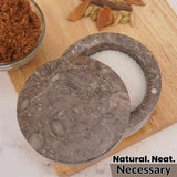 Marble Salt Cellar with Lid - 4" Natural Stone Box for Salt, Sugar & Spices | Magnetic Swivel Top
