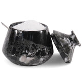 Marble Salt Cellar with Lid & Spoon - 3" Handmade Spice & Sugar Jar | Earthen Crafts