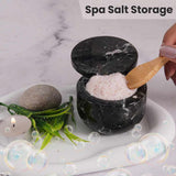 Marble Salt Cellar with Magnetic Swivel Lid - 3" Handmade Salt, Sugar & Spice Container for Kitchen Counter