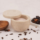 Marble Salt Cellar with Lid - 4" Natural Stone Box for Salt, Sugar & Spices | Magnetic Swivel Top