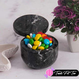 Marble Salt Cellar with Magnetic Swivel Lid - 3" Handmade Salt, Sugar & Spice Container for Kitchen Counter
