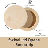 Marble Salt Cellar with Lid - 4" Natural Stone Box for Salt, Sugar & Spices | Magnetic Swivel Top