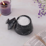 Marble Salt Cellar with Lid and Spoon - 4'' Handmade Salt, Sugar & Spice Container for Dining Table | Earthen Crafts