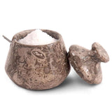 Marble Salt Cellar with Lid & Spoon - 3" Handmade Spice & Sugar Jar | Earthen Crafts