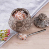 Marble Salt Cellar with Lid & Spoon - 3" Handmade Spice & Sugar Jar | Earthen Crafts