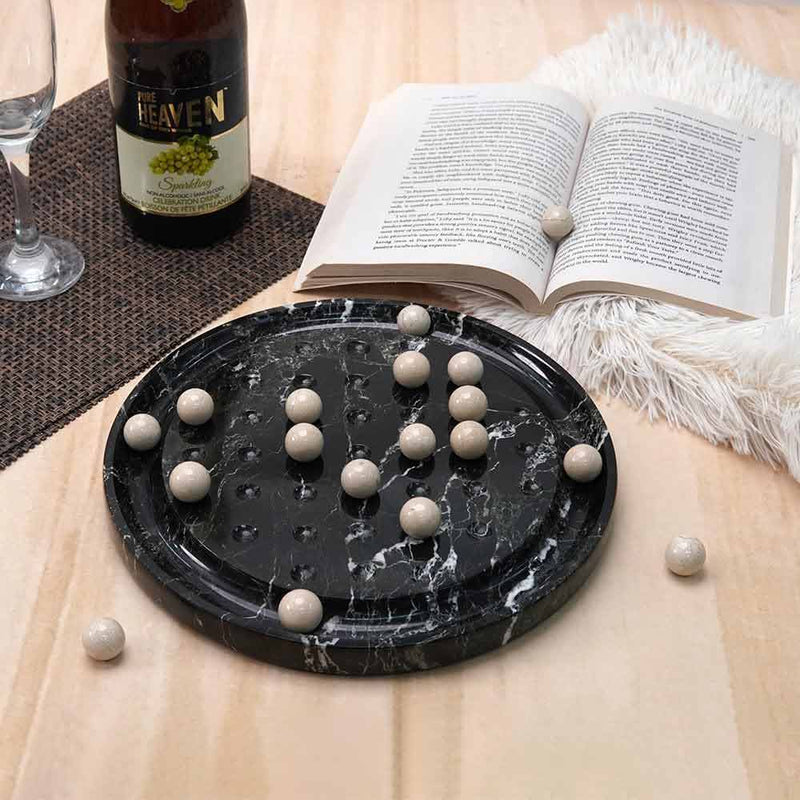 Marble Peg Solitaire Board Game – Single Player 10" Board Game for Adult