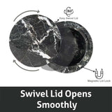 Marble Salt Cellar with Lid - 4" Natural Stone Box for Salt, Sugar & Spices | Magnetic Swivel Top