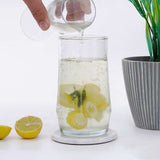 Marble Coasters for Drinks - Set of 6 Handmade Round 3.5" Stone Coasters with Holder for Coffee Table, Bar & Home Décor