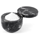 Marble Salt Cellar with Lid - 4" Natural Stone Box for Salt, Sugar & Spices | Magnetic Swivel Top