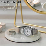 Marble Coasters Set of 4 - Drink Coasters for Coffee, Wine & Beer | Natural Stone Coasters for Kitchen & Office Table