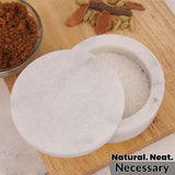 Marble Salt Cellar with Lid - 4" Natural Stone Box for Salt, Sugar & Spices | Magnetic Swivel Top