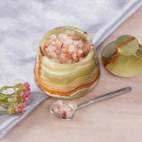 Marble Salt Cellar with Lid & Spoon - 3" Handmade Spice & Sugar Jar | Earthen Crafts