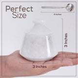 Marble Salt Cellar with Lid & Spoon - 3" Handmade Spice & Sugar Jar | Earthen Crafts