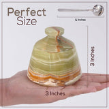 Marble Salt Cellar with Lid & Spoon - 3" Handmade Spice & Sugar Jar | Earthen Crafts