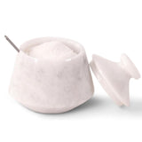 Marble Salt Cellar with Lid & Spoon - 3" Handmade Spice & Sugar Jar | Earthen Crafts