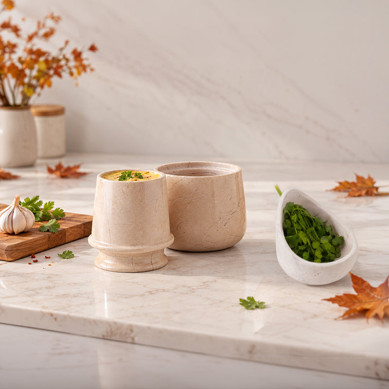 Beige Butter Keeper With Cream Herb Peeler with Brush