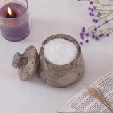 Marble Salt Cellar with Lid and Spoon - 4'' Handmade Salt, Sugar & Spice Container for Dining Table | Earthen Crafts