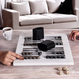 Marble Backgammon Board Game Handmade 16 Inches White Board Design for Adults, Ideal Marble Game Set for Home Décor.