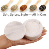 Marble Salt Cellar with Magnetic Swivel Lid - 3" Handmade Salt, Sugar & Spice Container for Kitchen Counter