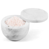 Marble Salt Cellar with Lid - 4" Natural Stone Box for Salt, Sugar & Spices | Magnetic Swivel Top