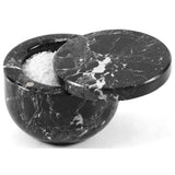 Marble Salt Cellar with Magnetic Swivel Lid - 3" Handmade Salt, Sugar & Spice Storage Container for Kitchen Counter