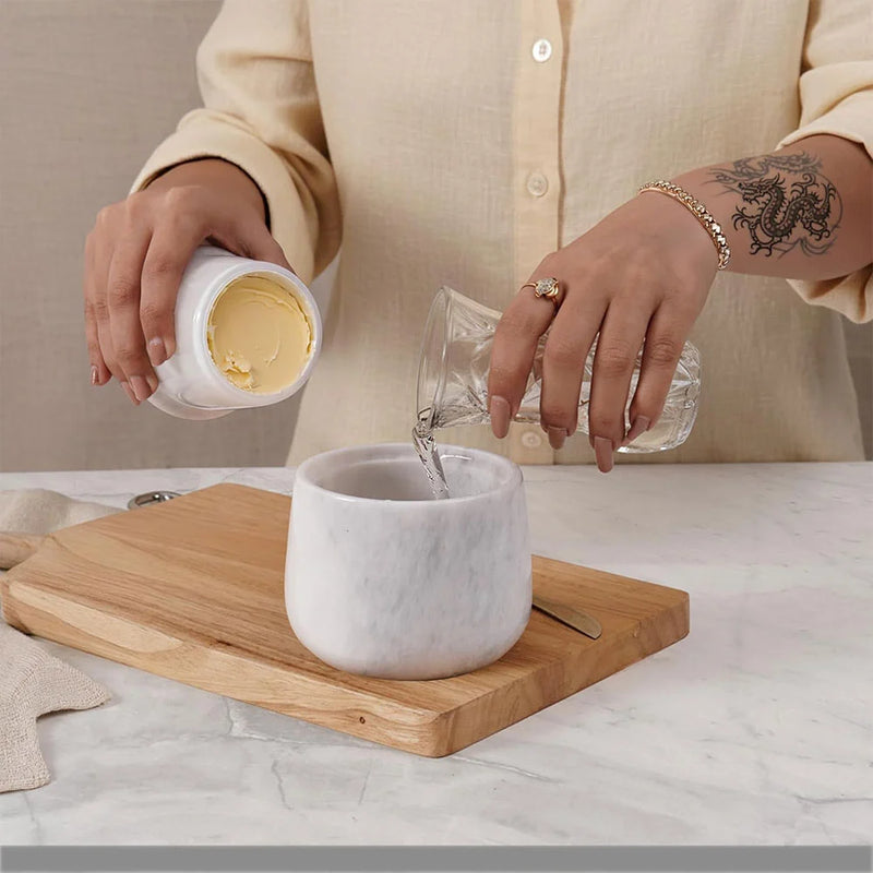 Marble Butter Keeper 4.25" - French Butter Crock for Home & Kitchen Countertop Storage | Earthen Crafts