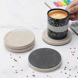 Marble Coasters Set of 4 - Drink Coasters for Coffee, Wine & Beer | Natural Stone Coasters for Kitchen & Office Table