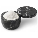 Marble Salt Cellar with Lid - 4" Natural Stone Box for Salt, Sugar & Spices | Magnetic Swivel Top