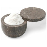 Marble Salt Cellar with Lid - 4" Natural Stone Box for Salt, Sugar & Spices | Magnetic Swivel Top
