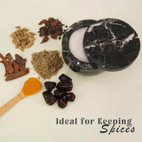 Marble Salt Cellar with Lid - 4" Natural Stone Box for Salt, Sugar & Spices | Magnetic Swivel Top