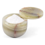 Marble Salt Cellar with Lid - 4" Natural Stone Box for Salt, Sugar & Spices | Magnetic Swivel Top