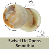 Marble Salt Cellar with Lid - 4" Natural Stone Box for Salt, Sugar & Spices | Magnetic Swivel Top