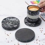 Marble Coasters Set of 4 - Drink Coasters for Coffee, Wine & Beer | Natural Stone Coasters for Kitchen & Office Table