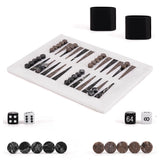 Marble Backgammon Board Game Handmade 16 Inches White Board Design for Adults, Ideal Marble Game Set for Home Décor.