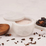 Marble Salt Cellar with Lid - 4" Natural Stone Box for Salt, Sugar & Spices | Magnetic Swivel Top