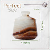 Marble Salt Cellar with Lid and Spoon - 4'' Handmade Salt, Sugar & Spice Container for Dining Table | Earthen Crafts