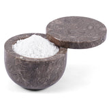 Marble Salt Cellar with Lid - 4" Natural Stone Box for Salt, Sugar & Spices | Magnetic Swivel Top