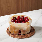 Marble Berry Bowl 5.5" Decorative Round Stone Fruit Storage Container with Holes for Kitchen & Table Decor