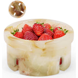 Marble Berry Bowl 5.5" Decorative Round Stone Fruit Storage Container with Holes for Kitchen & Table Decor