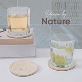 Marble Coasters for Drinks - Set of 6 Handmade Round 3.5" Stone Coasters with Holder for Coffee Table, Bar & Home Décor