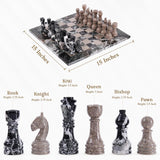 Marble 15" Inches Chess Set Black Zebra & Oceanic Chess Board with Storage Box Extra Queen