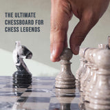 Marble 15" Inches Chess Set Black Zebra & Oceanic Chess Board with Storage Box Extra Queen