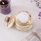 Marble Salt Cellar with Lid and Spoon - 4'' Handmade Salt, Sugar & Spice Container for Dining Table | Earthen Crafts