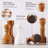 Marble 15" Inches Chess Set White & Red Chess Board with Storage Box Extra Queen