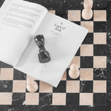 Marble 15" Inches Chess Set Black Zebra & Verona Chess Board with Storage Box Extra Queen