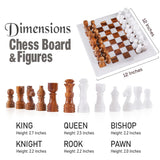Marble 12" Inches Chess Set Black Zebra & Oceanic Chess Board with Storage Box Extra Queen